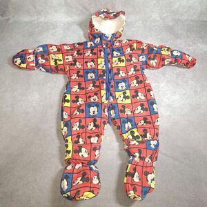 Vintage Disney babies Size 6/9 Months Baby Mickey one piece snowsuit outfit Read